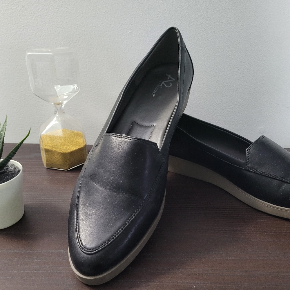 womens a2 aerosoles clever black wedge flat 11